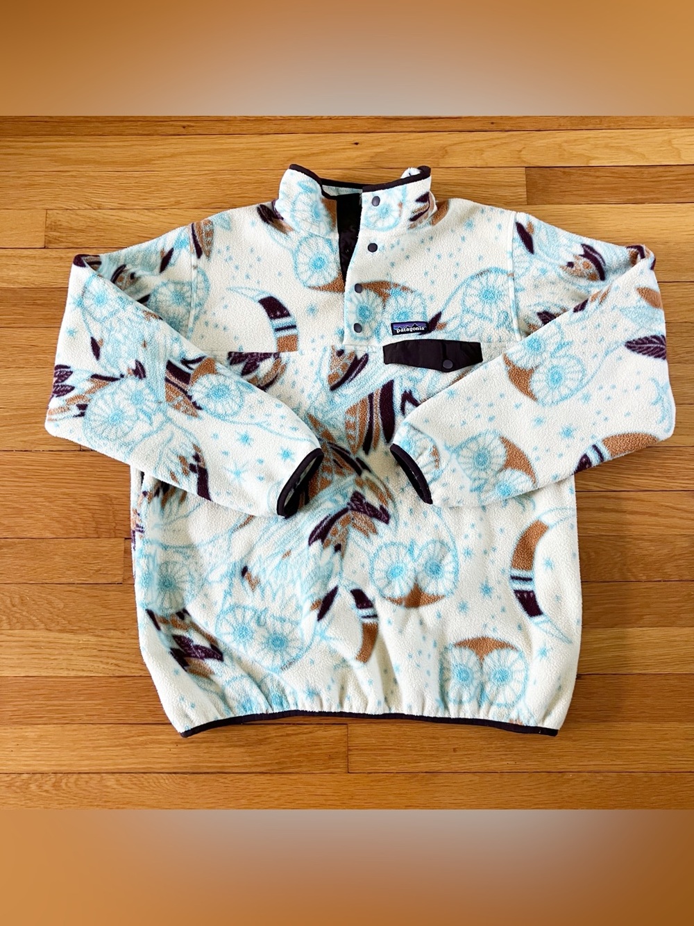 Patagonia Harvest Moon Owl Lightweight Synchilla Snap-T Pullover Fleece XL - Picture 2 of 9